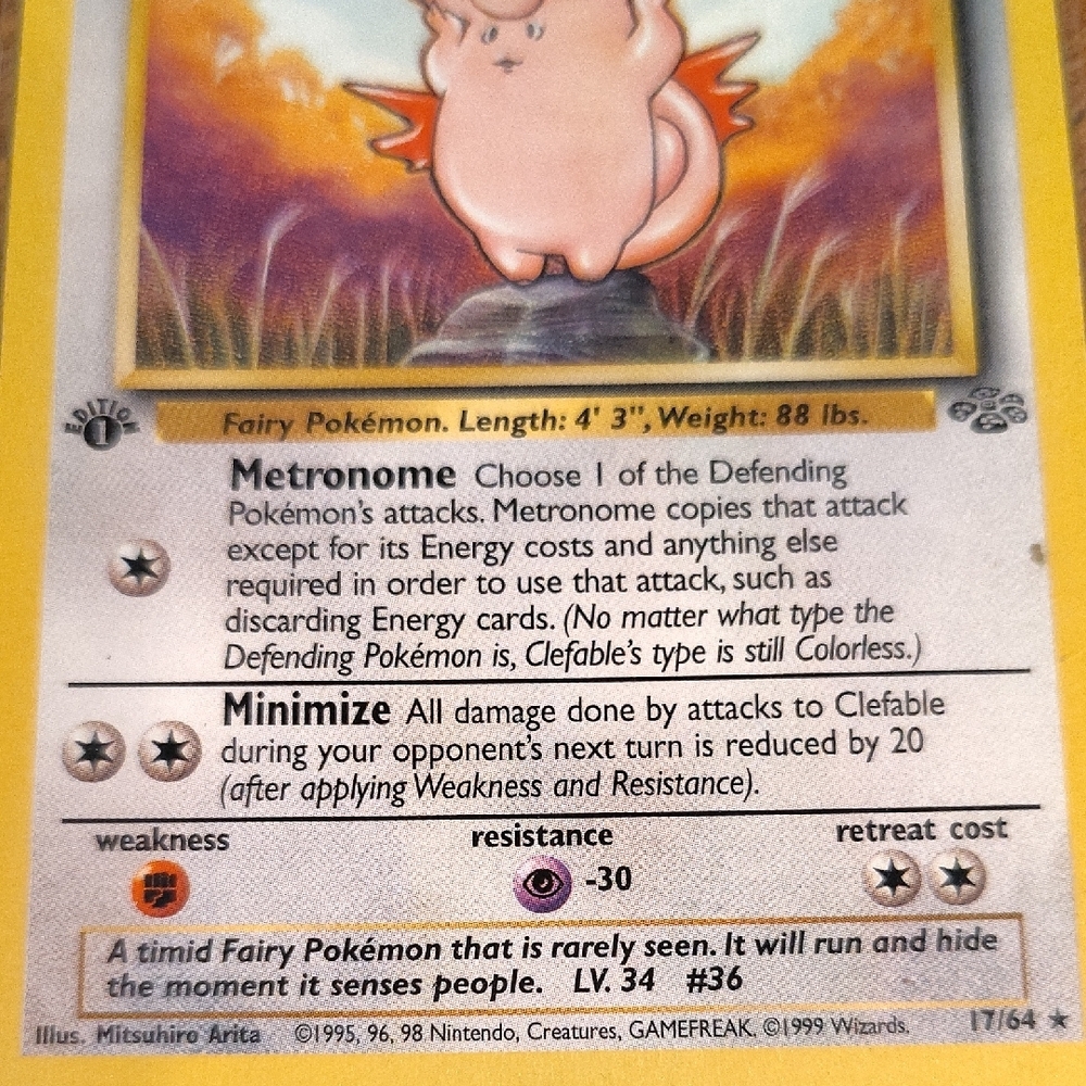 Pokemon Clefable Trading Card - Yellow and Pink - Picture 3 of 5